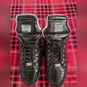 D&G Black Men's High-Top Leather Sneakers Size 9.5